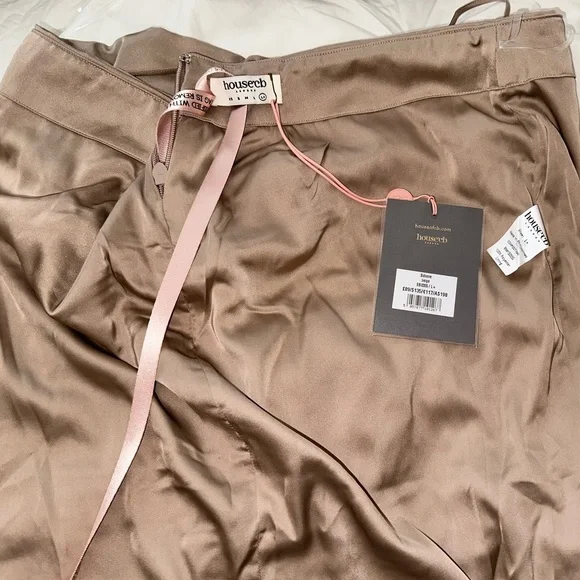 House Of CB Latte Satin Lace Up Midi Skirt. - Picture 4 of 6